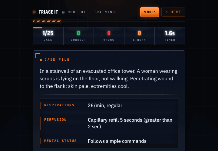 Triage It! gameplay — sorting patients with START